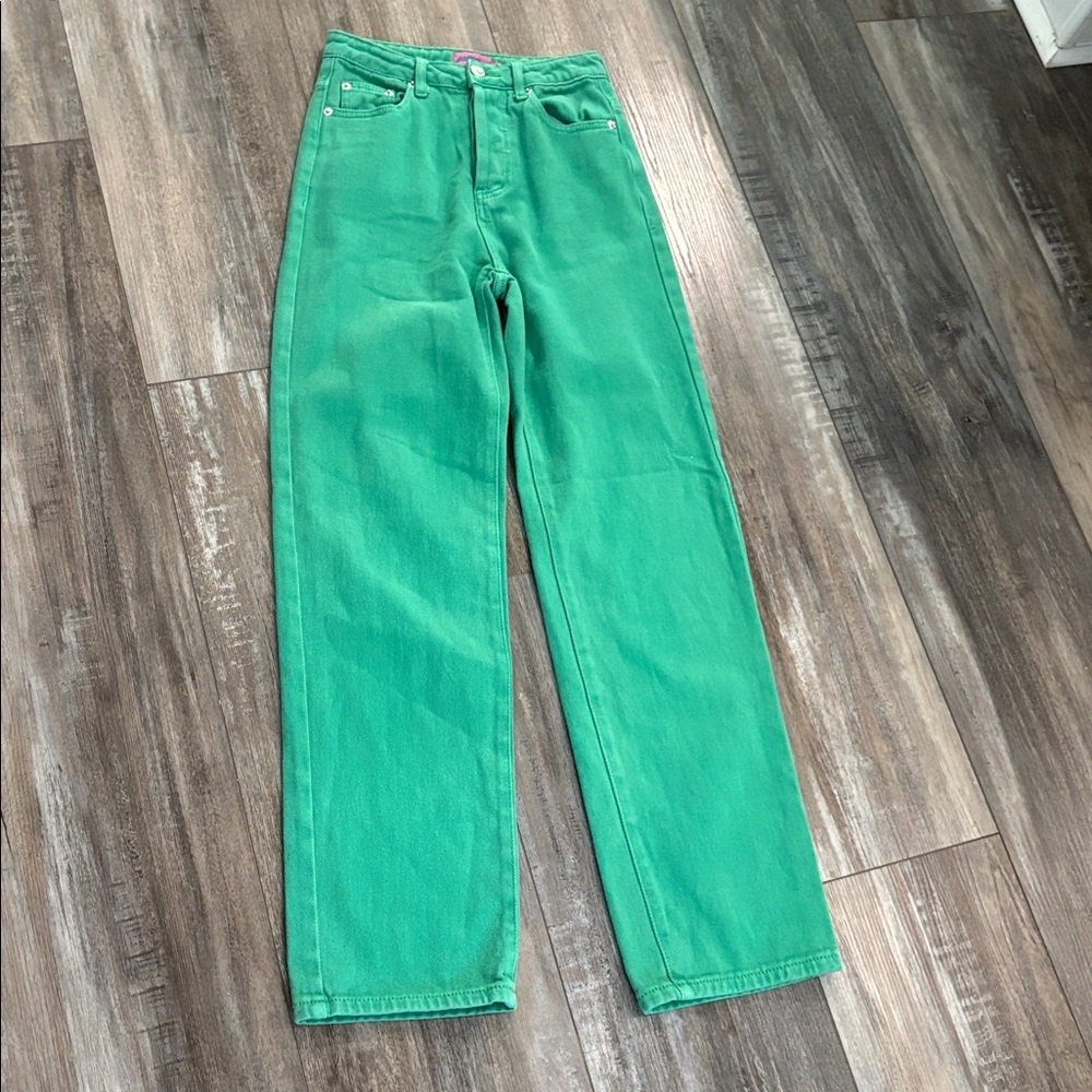 Edikted Green Button Fly Jeans XS